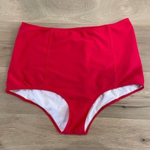 Kortni Jean womens high waisted swim bottoms red